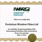 Evolution Window Films IWFA Certification 2015
